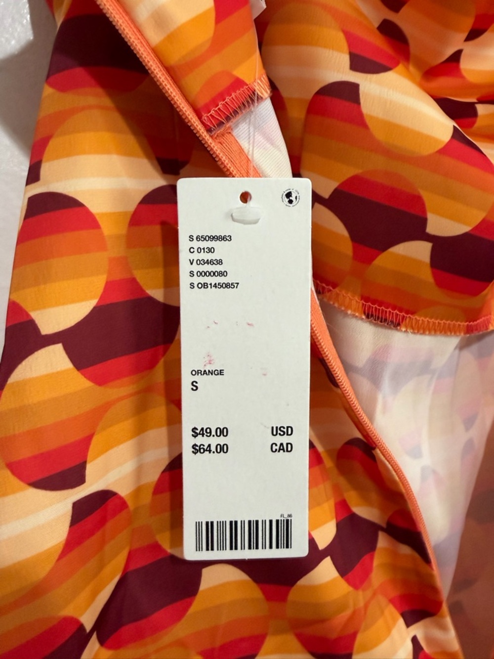 Urban Outfitters Orange Retro Print Cowl Neck Mini Dress NWT S Y2K - Picture 7 of 9